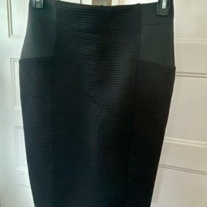 Black ribbed midi skirt